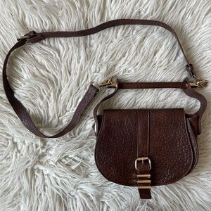 Free People Vegan Textured Leather Stud Small Crossbody Satchel Saddle Bag EUC